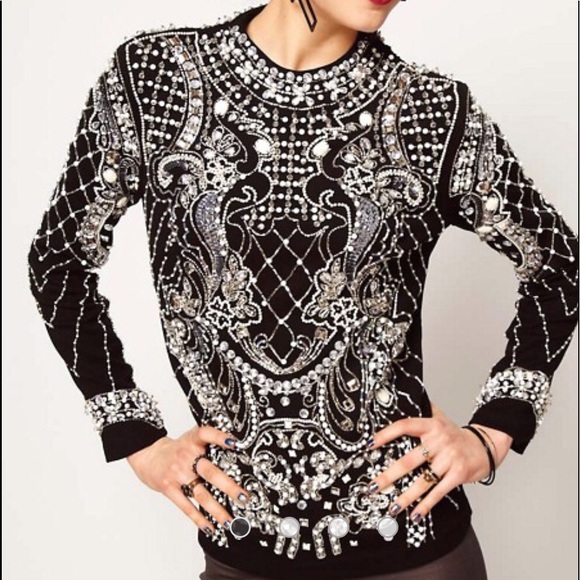 ASOS Tops - ASOS Top with Pearl Grid Embellished Armour